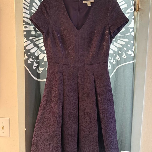 Banana Republic Purple Fit and Flare Dress with Flutter Sleeves - Picture 5 of 6